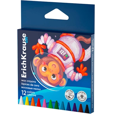 Мелки восковые 12 цв. Kids Space Animals 62945 /Erich Krause/