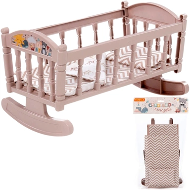 Кроватка-качалка сборная для кукол №4 тёмно-кремовая от 3 лет