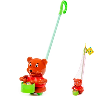 Каталка Медвежонок с ручкой коричневый 26884 П-Е/12/