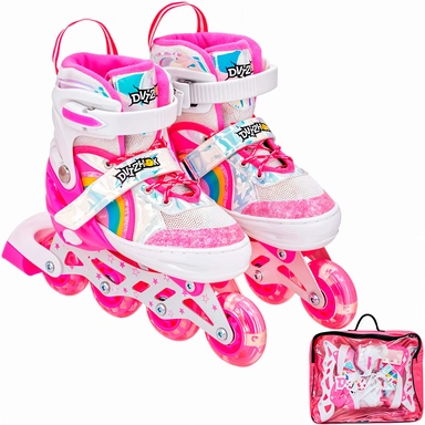 Ролики Dvizhok р. M 34-37 раздвиж., свет 1 колеса, розово-белый 141V-672-5