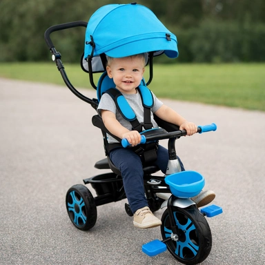 Трехколесный велосипед детский с ручкой «Dvizhok» Голубой