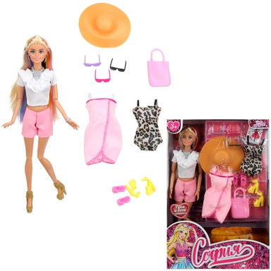 Кукла Карапуз 66001-SET30-25-S-BB 29см София, руки и ноги сгиб, акс