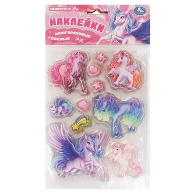 Наклейки Умка 4610136738393 Гелев. многораз. наклейки 150*247мм единороги