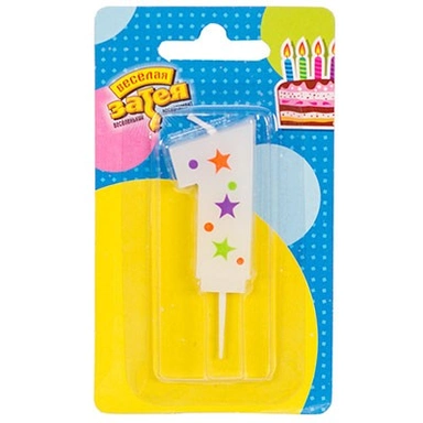 Свеча цифра 1 Звезды 5см 1502-4225