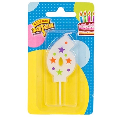 Свеча цифра 6 Звезды 5см 1502-4230