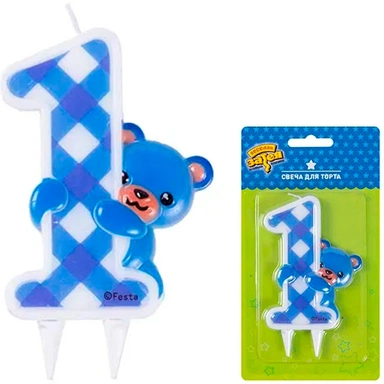 Свеча цифра 1 Медвежонок мальчик/G 1502-4068