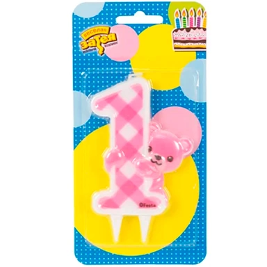 Свеча цифра 1 Медвежонок девочка/G 1502-4069