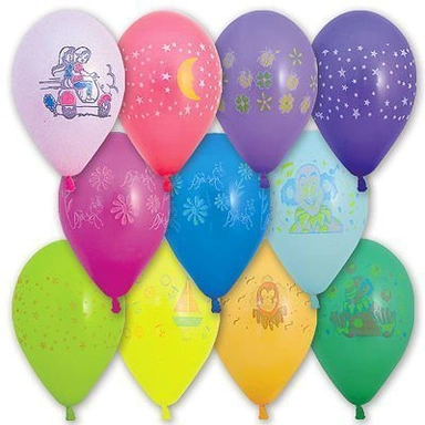 Шар 10 ассорти с рис. 100 шт  1103-0007  /цена за упак/