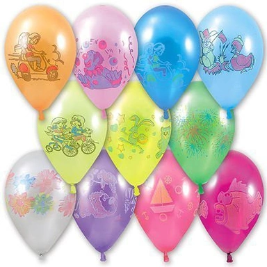 Шар 12 Металлик ассорти с рис. 100 шт  /цена упак/