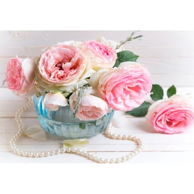 Набор для творчества Алмазная мозаика 30х40 см Жемчуг и ваза с пионами НД-0415