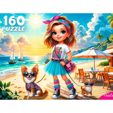 Пазл 160 Девочка с собачками Ф160-2394