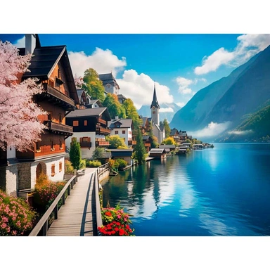 Набор для творчества Алмазная мозаика 30х40см Цветущий берег НД-6320