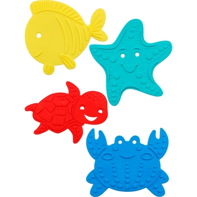 Набор антискользящих мини-ковриков на присосках Морские жители 4 шт. Яркие КВ-4996