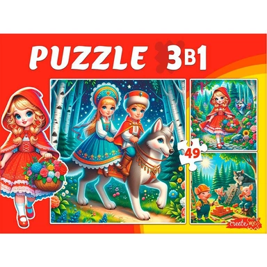 Пазл 3 в 1 Сказки 3 картинки по 49 эл. П-3458