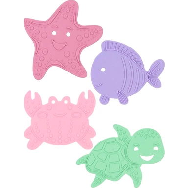 Набор антискользящих мини-ковриков на присосках Морские жители 4 шт. Пастель КВ-4997