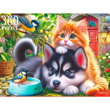 Пазл 360 Милый щенок с котенком Ф360-3354