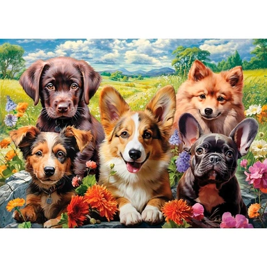 Набор для творчества Алмазная мозаика 30х40см Селфи щенков НД-6366