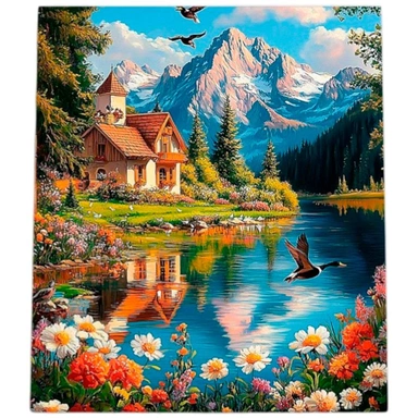 Набор для творчества Алмазная мозаика 40х50 см Тихий уголок у реки НД-1288