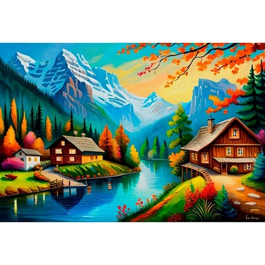 Набор для творчества Алмазная мозаика 17х22 см Уютная деревня в долине НД-0745