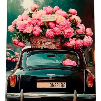 Набор для творчества Алмазная мозаика 40х50 см Машина с цветами НД-1293