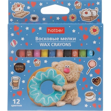 Восковые мелки 12шт Кофейные коты 092084