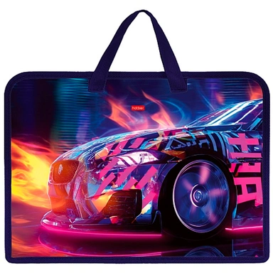 Папка для тетрадей на молнии 1 отделение Neon Drift с ручками 094464