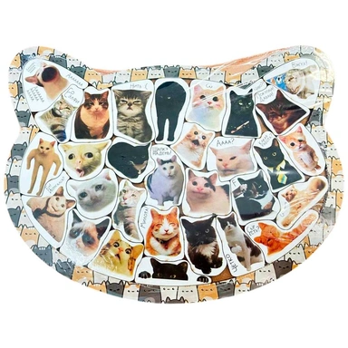 Деревянный Пазл в рамке Коты мемы R-013