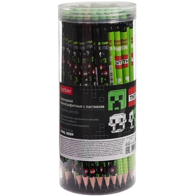 Карандаш ч/гр Пиксель Бум HB с ластиком 094407