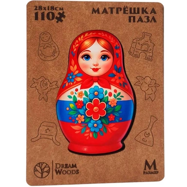 Деревянный Пазл Фигурный Матрёшка М P-093