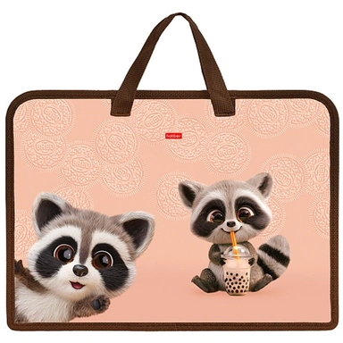 Папка для тетрадей на молнии 1 отделение Вот енот с ручками 094458