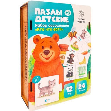 Деревянный Пазл Кто что ест? G-022