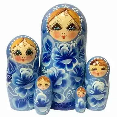 Деревянная Матрешка 5 в 1 средняя Зимние узоры, Эскиз 02 М05140402