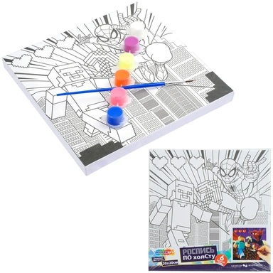 Набор Для Творчества Холст для росписи 20*20 см Спайдер и Квадратный мир МУЛЬТИ АРТ CANV20X20-132195