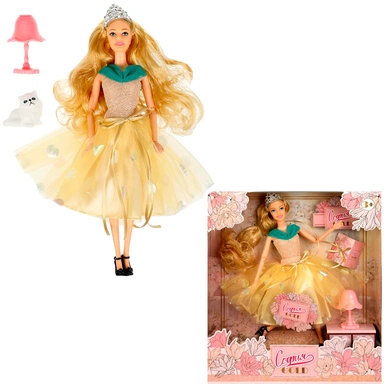 Кукла Карапуз SG-03-KB 29 см София, руки и ноги сгиб, gold, акс