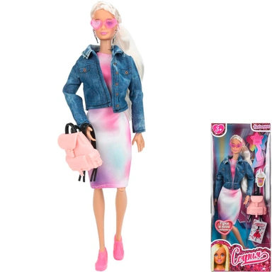 Кукла Карапуз 66001-C9-S-BB София 29см, руки и ноги сгибаются,в комплекте рюкзак,очки и акс