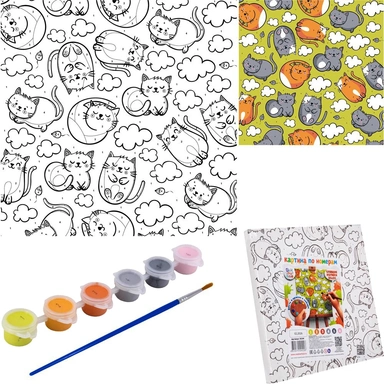 Набор для творчества Картина по номерам 20*20см Спящие котики К104 Фин-ти-Флю