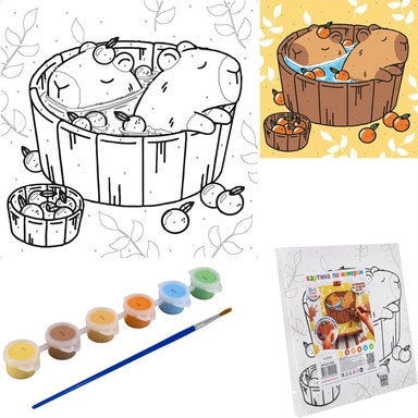 Набор для творчества Картина по номерам 20*20см Капибары на отдыхе К103 Фин-ти-Флю