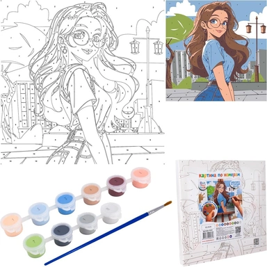 Набор для творчества Картина по номерам 20*20см Девушка в городе К113 Фин-ти-Флю