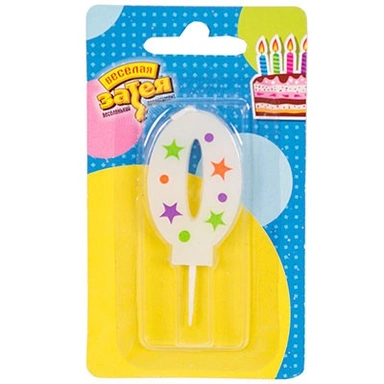 Свеча цифра 0 Звезды 5см 1502-4224