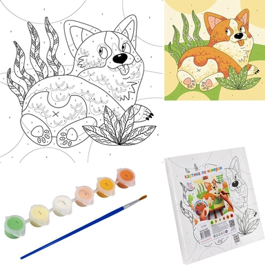 Набор для творчества Картина по номерам 20*20см Милый песик К102 Фин-ти-Флю