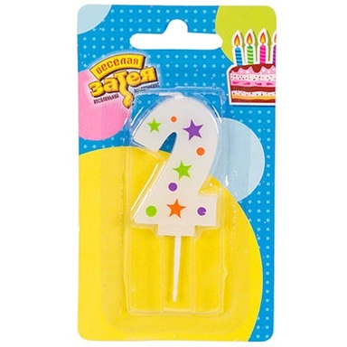 Свеча цифра 2 Звезды 5см 1502-4226