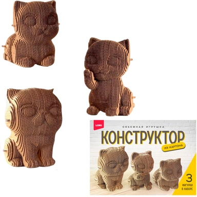 Набор для творчества Конструктор из картона. Объёмная игрушка Котята (3 игрушки в наборе) Нг-033 LORI.