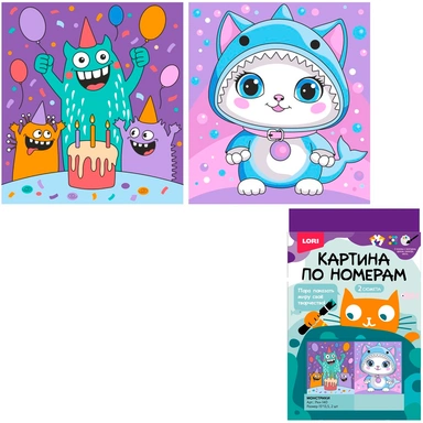Набор для творчества Картина по номерам 15*13,5, 2 шт Монстрики Ркн-140 Lori