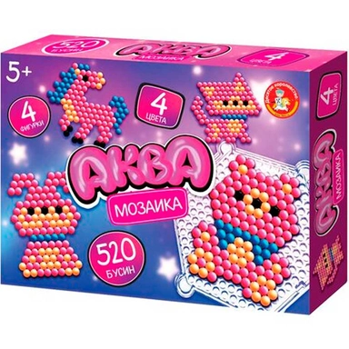 Набор для детского творчества Аквамозаика Розовые животные 4 фигурки 06017