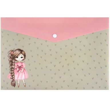 Папка для тетрадей на кнопке 1 отделение Девочка с косой 72361