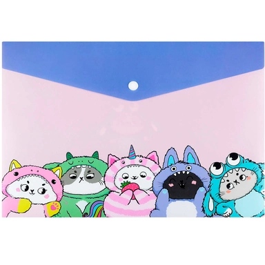 Папка для тетрадей на кнопке 1 отделение Котята в кигуруми 72362