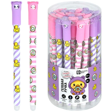 Ручка гелевая синяя Уточки и пончики пиши-стирай 71651