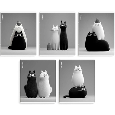 Тетрадь 48 л. клетка Черно-белые коты 70930