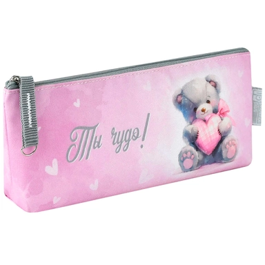 Пенал на молнии Мишка с сердцем 21х3,5х8 71978