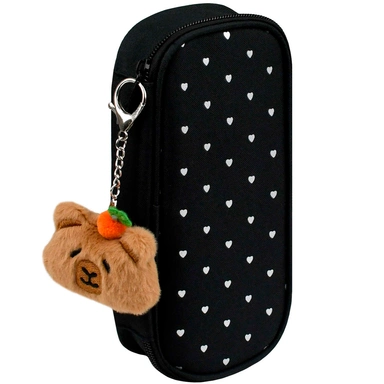 Пенал на молнии Капибара с сердечками 9х20х4,5 см 72207